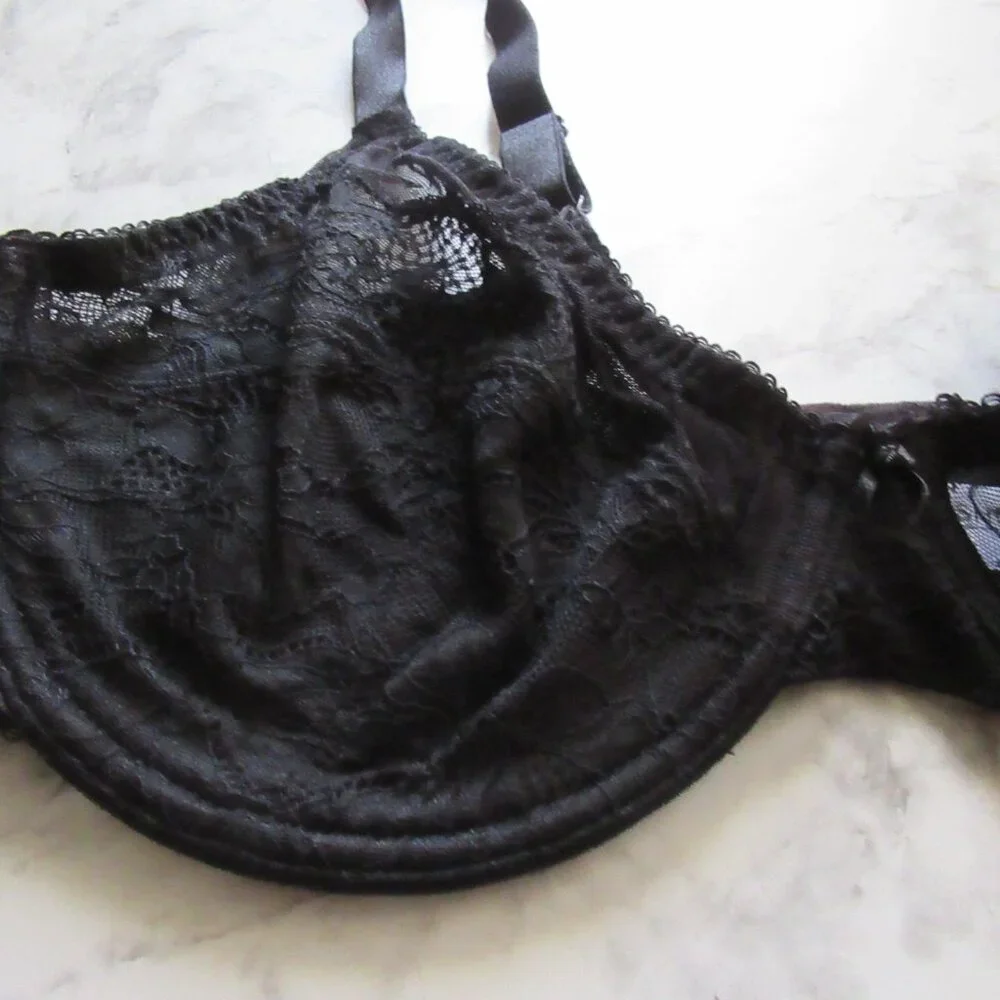 She Curve Bra 36D‎ Black Sheer Underwire Back Closure